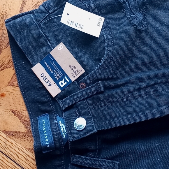 Aeropostale aero distressed retro vintage highwaisted black jean shorts NEW NWT - Picture 3 of 7